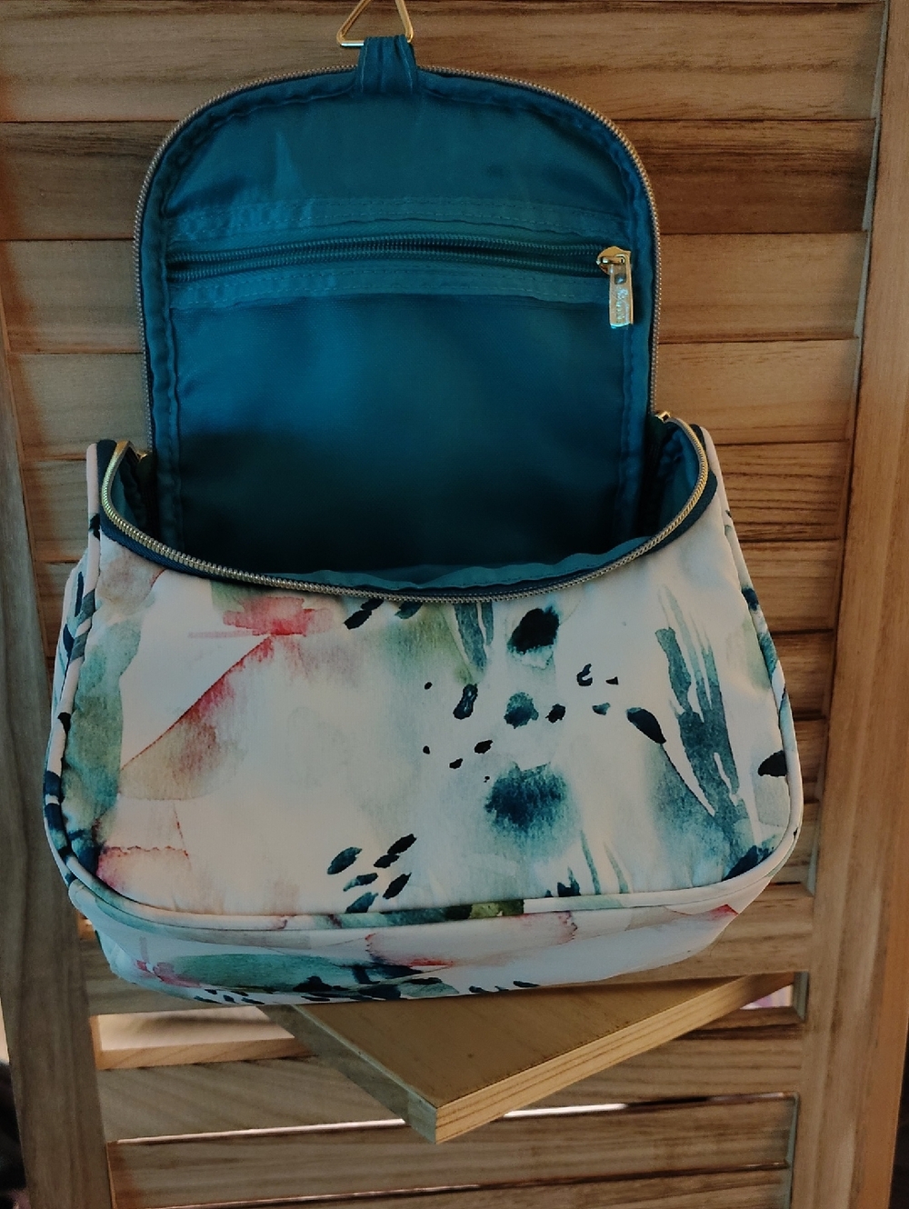 Watercolor Floral Cosmetic Bag - Blue & Pink